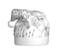 YBGHDAA Flowering Herbs And Herbaceous Plants Printing Adult Plush Christmas Hat With White Pom Pom Annual Ceremonies Caps Stage Performances Cap