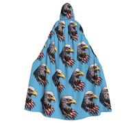 YBGHDAA Flying Eagle Printing Adult Halloween Hooded 57.8 Inches Role Playing Vampire Cloak Great For Themed Parties