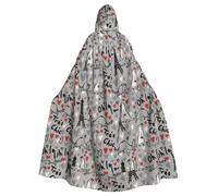 YBGHDAA French Fashion Model Ferrets Printing Adult Halloween Hooded 57.8 Inches Role Playing Vampire Cloak Great For Themed Parties