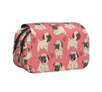 YBGHDAA Funny Cartoon Pug Puppy Dog Printing Pencil Case Gel Pens Holder Organizer Bag Portable Artist Painting Pencil Pouch
