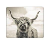 YBGHDAA Funny Highland Cow Thick Mouse Pad Desk Mat, Precise Stitch Lock Edge Non-Slip Design For Pc Console Work Study