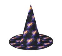 YBGHDAA Galaxy In The Universe Printing 2 Pack Halloween Hat Witch Hats For Parties Foldable Lightweight Role Playing Caps For Cosplay