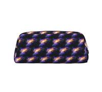 YBGHDAA Galaxy in The Universe Printing School Leather Pencil for Boys Girls Senior Leather Cosmetic Case Makeup Bag with Zipper