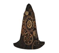YBGHDAA Gears Clock Bronze Century Teen Hooded Cape Cloak For Cosplay Halloween Party Witch Vampire Wizard Masquerade Ball Costume