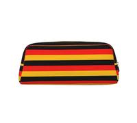 YBGHDAA Germany Flag Printing School Leather Pencil for Boys Girls Senior Leather Cosmetic Case Makeup Bag with Zipper