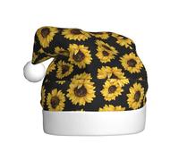 YBGHDAA Golden Sunflowers Printing Adult Plush Christmas Hat With White Pom Pom Annual Ceremonies Caps Stage Performances Cap