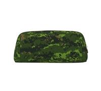 YBGHDAA Green Army Digital Camouflage Printing School Leather Pencil for Boys Girls Senior Leather Cosmetic Case Makeup Bag with Zipper
