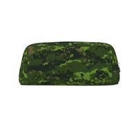YBGHDAA Green Army Digital Camouflage Printing School Leather Pencil for Boys Girls Senior Leather Cosmetic Case Makeup Bag with Zipper