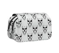 YBGHDAA Halloween Themed Monochrome Skeleton Head Printing Pencil Case Gel Pens Holder Organizer Bag Portable Artist Painting Pencil Pouch