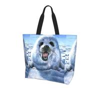 YBGHDAA Harp Seal Painting Wallpaper Minimalist Printed Tote Bag For Women, Large Capacity Shoulder Bags, Lightweight Handbag For Work, College, Travel