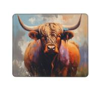 YBGHDAA Highland Cow Thick Mouse Pad Desk Mat, Precise Stitch Lock Edge Non-Slip Design For Pc Console Work Study