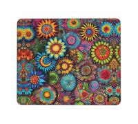 YBGHDAA Hippie Pattern Thick Mouse Pad Desk Mat, Precise Stitch Lock Edge Non-Slip Design For Pc Console Work Study