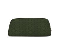 YBGHDAA Hunter Green Floral Petals Pattern Printing School Leather Pencil for Boys Girls Senior Leather Cosmetic Case Makeup Bag with Zipper