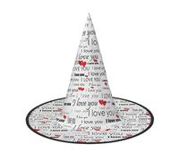 YBGHDAA I Love You Words With Hearts Printing 2 Pack Halloween Hat Witch Hats For Parties Foldable Lightweight Role Playing Caps For Cosplay