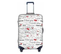 YBGHDAA I Love You Words with Hearts Printing Suitcase Cover with Zipper, Handle Holes,Elastic Material Keeps Luggage Closed,Ideal for Travel