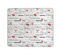 YBGHDAA I Love You Words With Hearts Thick Mouse Pad Desk Mat, Precise Stitch Lock Edge Non-Slip Design For Pc Console Work Study