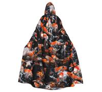 YBGHDAA Japan Fancy Koi Carp Fishes Printing Adult Halloween Hooded 57.8 Inches Role Playing Vampire Cloak Great For Themed Parties