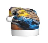 YBGHDAA Last Sun Rays Of Over The Sea Waves Printing Adult Plush Christmas Hat With White Pom Pom Annual Ceremonies Caps Stage Performances Cap