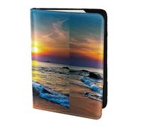 YBGHDAA Last Sun Rays of Over The Sea Waves Printing Passport Holder Travel Must Have for Women Men Card Passport Wallet Fit All Standard Passports