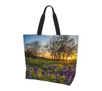 YBGHDAA Lavender Meadow At Sunset Spring Minimalist Printed Tote Bag For Women, Large Capacity Shoulder Bags, Lightweight Handbag For Work, College, Travel