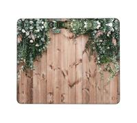 YBGHDAA Leaves Floral On Rustic Wood Thick Mouse Pad Desk Mat, Precise Stitch Lock Edge Non-Slip Design For Pc Console Work Study