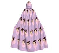YBGHDAA Little Ballerina Dancing Girl Printing Adult Halloween Hooded 57.8 Inches Role Playing Vampire Cloak Great For Themed Parties