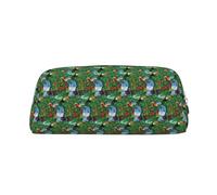 YBGHDAA Macaw and Toucan Perching of American Rainforests Printing School Leather Pencil for Boys Girls Senior Leather Cosmetic Case Makeup Bag with Zipper