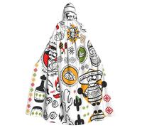YBGHDAA Mexican Salsa Symbols Cloak With Hood Cape,Hooded Cape Full Length Robe For St. Patrick'S Day,Halloween Dress-Up