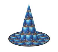 YBGHDAA Ocean Tropical Fish Turtle Shark Printing 2 Pack Halloween Hat Witch Hats For Parties Foldable Lightweight Role Playing Caps For Cosplay
