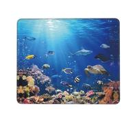 YBGHDAA Ocean Tropical Fish Turtle Shark Thick Mouse Pad Desk Mat, Precise Stitch Lock Edge Non-Slip Design For Pc Console Work Study