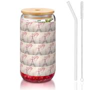 YBGHDAA Paris Eiffel Tower Flowers Blooming Printing 1 Pcs Drinking Glasses with Lids and Straw 16oz Glass Cups Ideal for Whiskey Beer Tea
