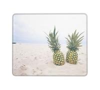 YBGHDAA Pineapples On The Summer Beach Thick Mouse Pad Desk Mat, Precise Stitch Lock Edge Non-Slip Design For Pc Console Work Study