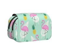 YBGHDAA Pink Flamingo Pineapples Printing Pencil Case Gel Pens Holder Organizer Bag Portable Artist Painting Pencil Pouch