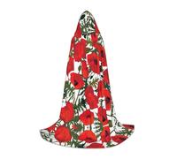YBGHDAA Poppy Flower Pattern Teen Hooded Cape Cloak For Cosplay Halloween Party Witch Vampire Wizard Masquerade Ball Costume