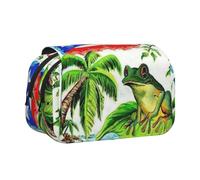 YBGHDAA Puerto Rico Flag Frog Palm Trees Printing Pencil Case Gel Pens Holder Organizer Bag Portable Artist Painting Pencil Pouch