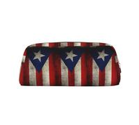 YBGHDAA Puerto Rico Wallpaper Flag Printing School Leather Pencil for Boys Girls Senior Leather Cosmetic Case Makeup Bag with Zipper