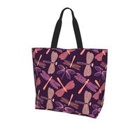 YBGHDAA Purple Dragonfly Minimalist Printed Tote Bag For Women, Large Capacity Shoulder Bags, Lightweight Handbag For Work, College, Travel