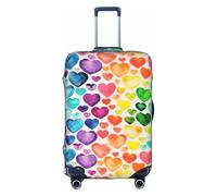 YBGHDAA Rainbow Hearts Printing Suitcase Cover with Zipper, Handle Holes,Elastic Material Keeps Luggage Closed,Ideal for Travel