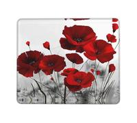 YBGHDAA Red Poppy Flower Thick Mouse Pad Desk Mat, Precise Stitch Lock Edge Non-Slip Design For Pc Console Work Study