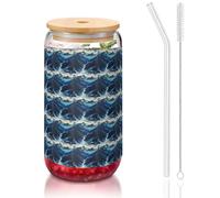 YBGHDAA Rocky Mountain Printing 1 Pcs Drinking Glasses with Lids and Straw 16oz Glass Cups Ideal for Whiskey Beer Tea