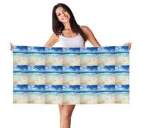 YBGHDAA Serene Coastal Printing Peach Skin Velvet Beach Towel 27.5"X55" Oversized Quick Dry Travel For Gym Camping