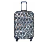YBGHDAA Silver Fish Scale Printing Suitcase Cover with Zipper, Handle Holes,Elastic Material Keeps Luggage Closed,Ideal for Travel