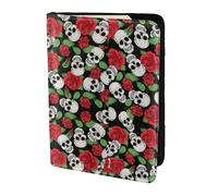 YBGHDAA Skulls and Roses Printing Passport Holder Travel Must Have for Women Men Card Passport Wallet Fit All Standard Passports