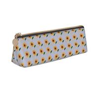 YBGHDAA Smile Face Sunflower Printing School Pencil Case Holder Triangular Cute Pen Marker Pouch for Boys and Girls Gift