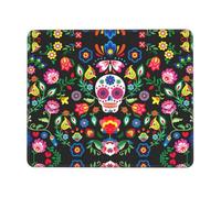 YBGHDAA Sugar And Skulls And Flowers Thick Mouse Pad Desk Mat, Precise Stitch Lock Edge Non-Slip Design For Pc Console Work Study