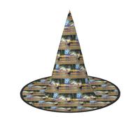 YBGHDAA Sunset At The Beach Printing 2 Pack Halloween Hat Witch Hats For Parties Foldable Lightweight Role Playing Caps For Cosplay
