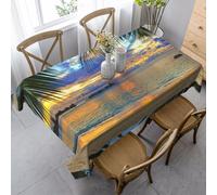 YBGHDAA Sunset At The Beach Printing Rectangle Tablecloth.35 X 55 Inch. Easy Care Fabric Table Cloth For Spring Parties