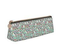 YBGHDAA Sweet Basset Hound Florals Printing School Pencil Case Holder Triangular Cute Pen Marker Pouch for Boys and Girls Gift