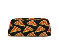 YBGHDAA Tasty Pizza Printing School Leather Pencil for Boys Girls Senior Leather Cosmetic Case Makeup Bag with Zipper