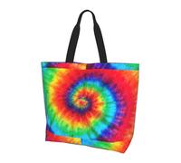 YBGHDAA Tie Dye Rainbow Minimalist Printed Tote Bag For Women, Large Capacity Shoulder Bags, Lightweight Handbag For Work, College, Travel